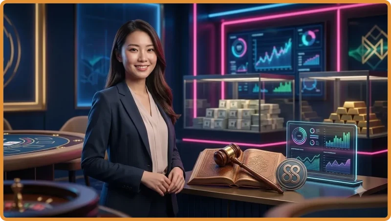 Bàn bài baccarat sang trọng với ánh sáng cinematic, thể hiện định nghĩa và sức hút của trò chơi baccarat