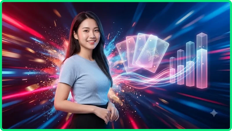 Bộ bài Tây sắp xếp thành phỏm trên bàn chơi hiện đại