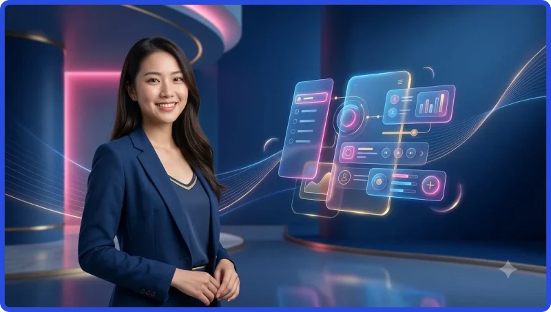 Hai điện thoại hiển thị giao diện Android và iOS SC88 với các yếu tố giao diện trừu tượng