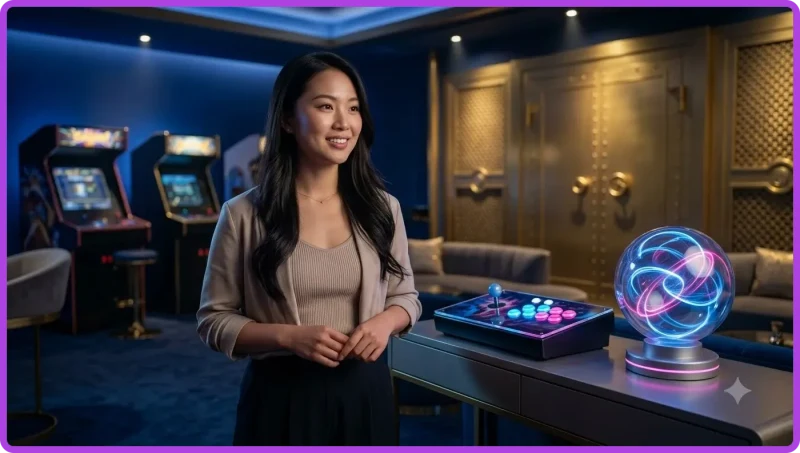 Màn hình máy tính hiển thị các biểu tượng game arcade đầy màu sắc cùng tay cầm điều khiển, minh họa tổng quan nền tảng game arcade SC88