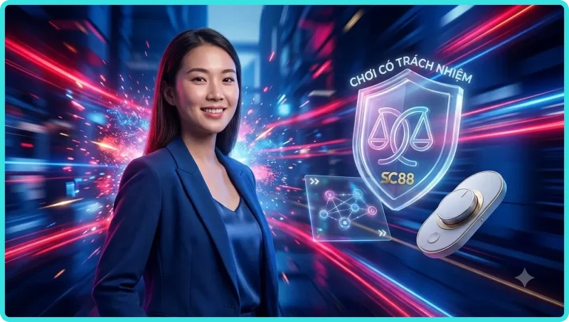 Minh họa khái niệm chơi có trách nhiệm với bố cục cân bằng và ánh sáng cinematic