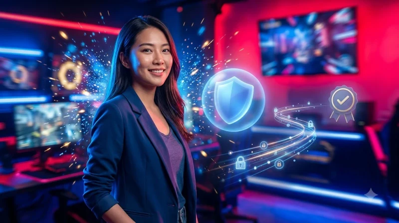 Minh họa lợi ích của chính sách bảo mật với người dùng an tâm sử dụng máy tính có khiên holographic bảo vệ