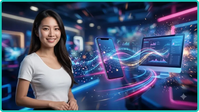 Minh họa tiện lợi khi đồng bộ điện thoại và máy tính để truy cập dữ liệu mọi lúc