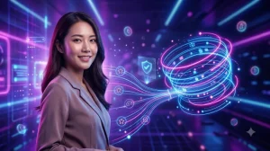 Vòng quay miễn phí phát sáng trên nền tối với đồng xu vàng bay xung quanh
